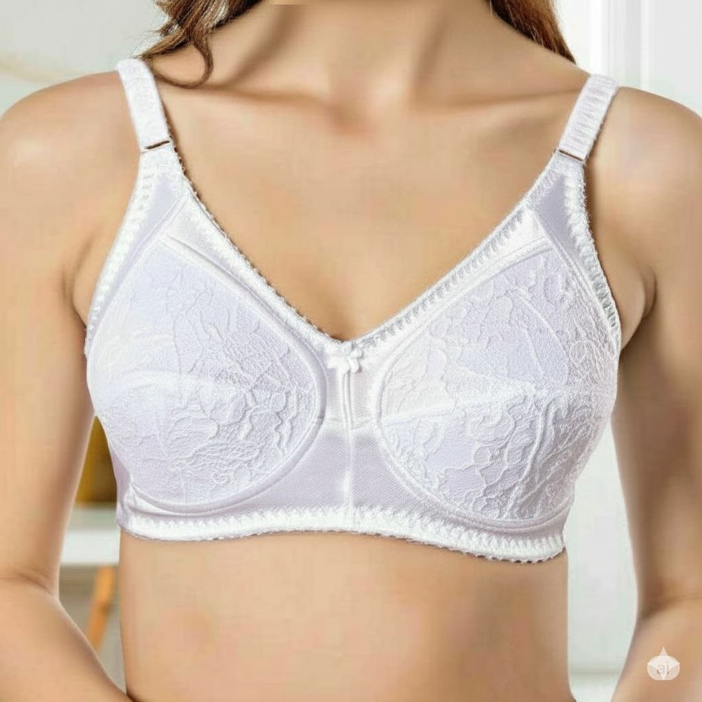 #107 - Wire-Free Full Coverage Non-Padded Bra with Floral Lace Cup
