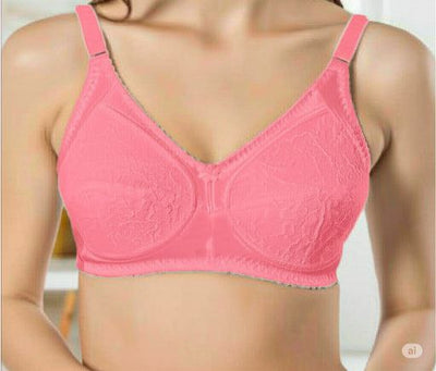 #107 - Wire-Free Full Coverage Non-Padded Bra with Floral Lace
