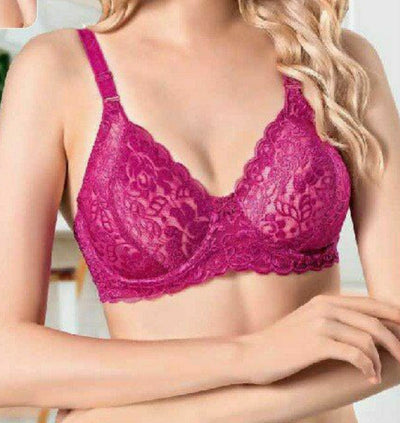 #206 - Underwired sheer Lace Bra - Elegant Floral Design