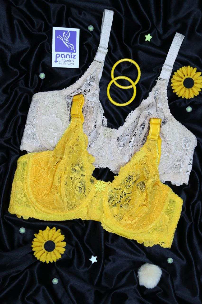 #206 - Underwired sheer Lace Bra - Elegant Floral Design