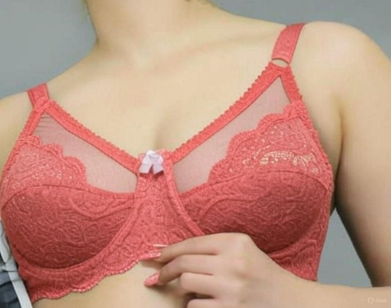209 - Underwired Unpadded Lace Bra – Sheer Mesh Trim on Guipure Lace