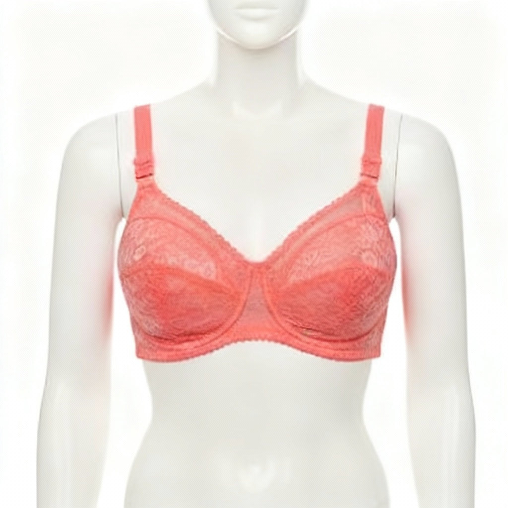 Coral lace bra without watermarks