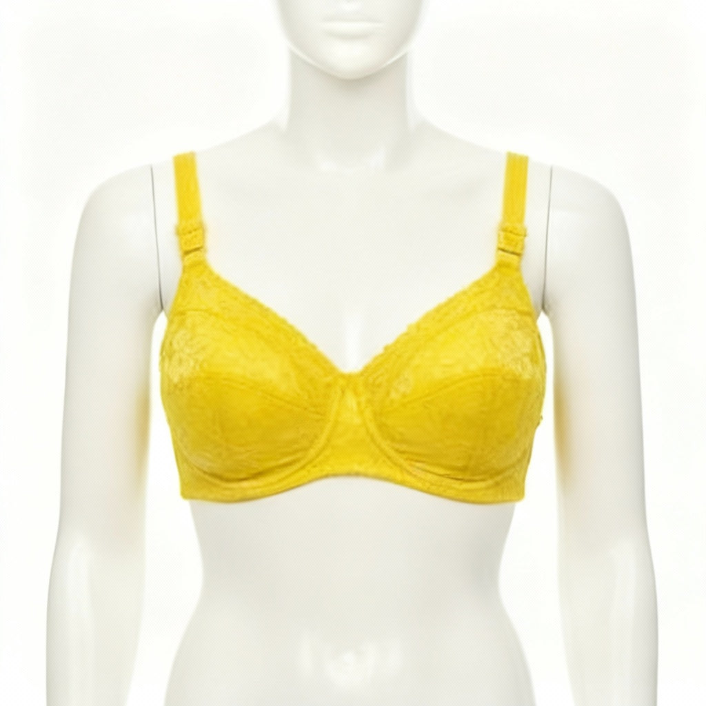 Yellow lace bra without watermarks