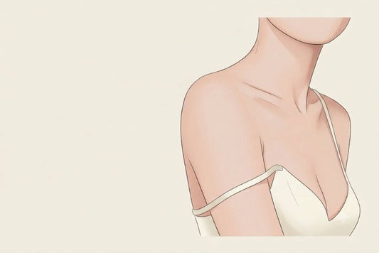 Illustration of a bra strap slipping off the shoulder, showing a common bra fit issue