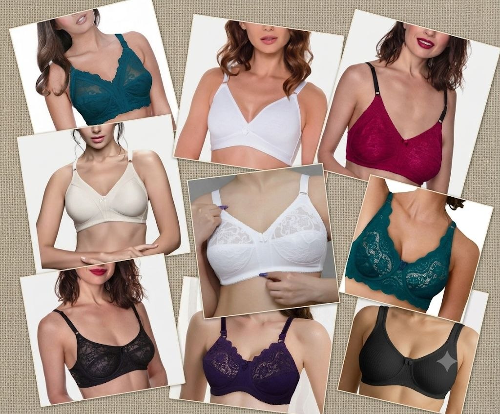 Woman wearing a teal full-coverage unpadded lace bra with scalloped edges — Lady Shop guide to building the perfect bra rotation for every lifestyle