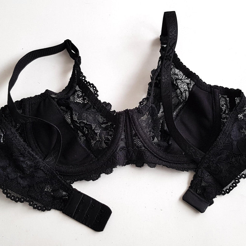 #206 - Underwired Unlined cup Lace Bra - Elegant Floral Design