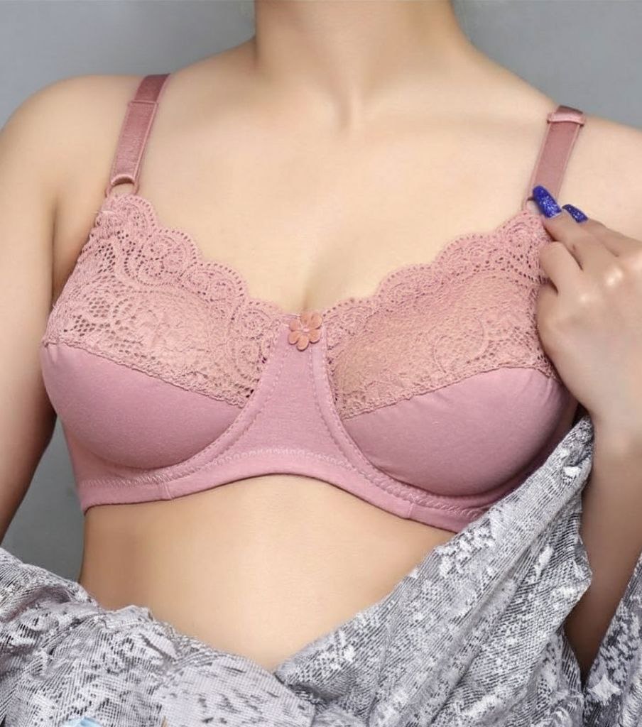 #213-  Primum Cotton Lycra Lace Under-Wired Non-Padded Bra