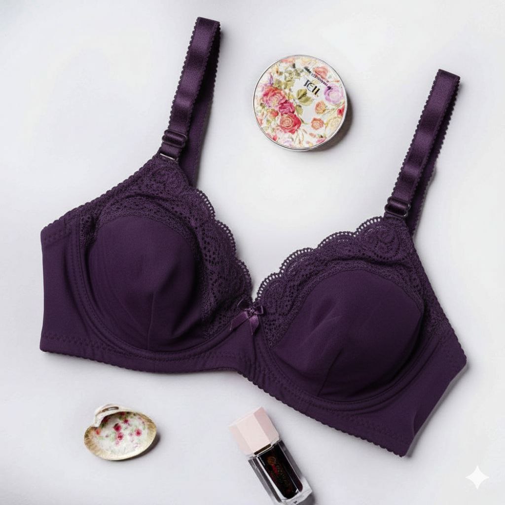 #213-  Primum Cotton Lycra Lace Under-Wired Non-Padded Bra