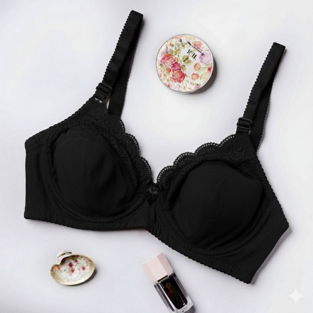 #213-  Primum Cotton Lycra Lace Under-Wired Non-Padded Bra