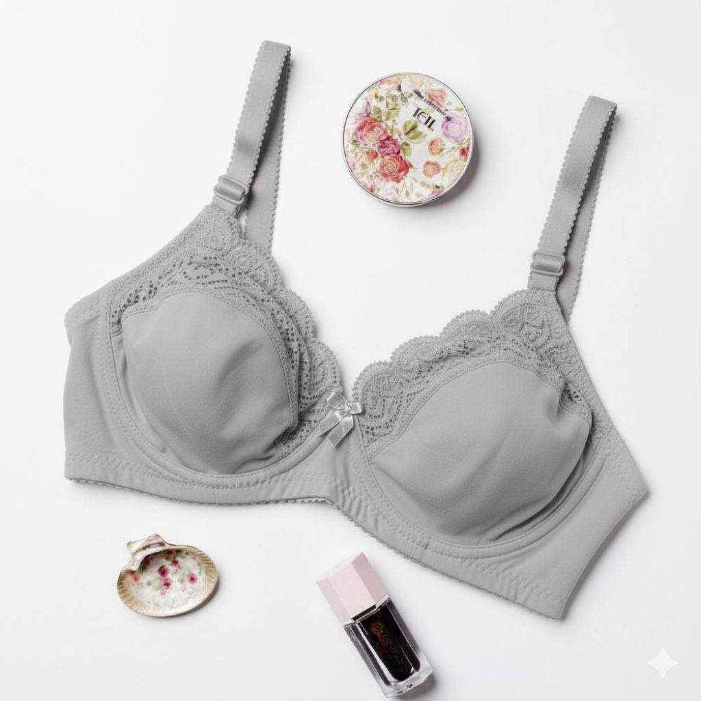 #213-  Primum Cotton Lycra Lace Under-Wired Non-Padded Bra