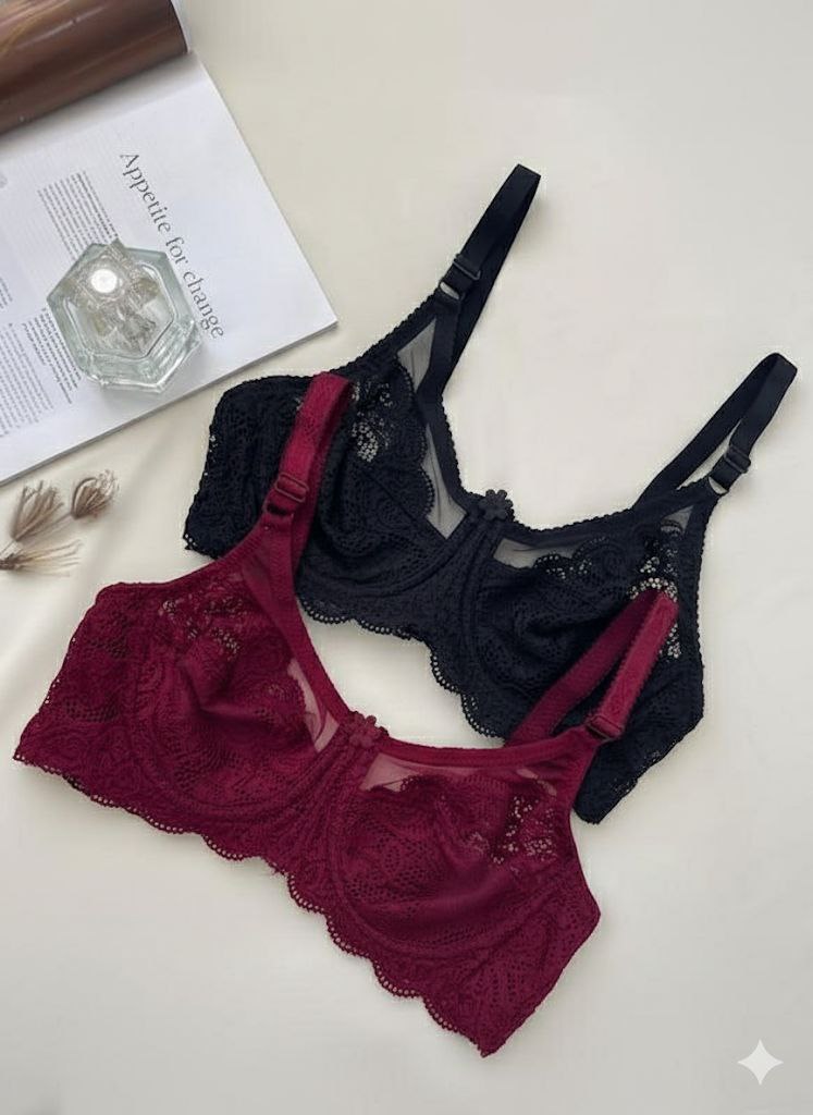 #209 - Underwired Sheer Lace Trim Bra