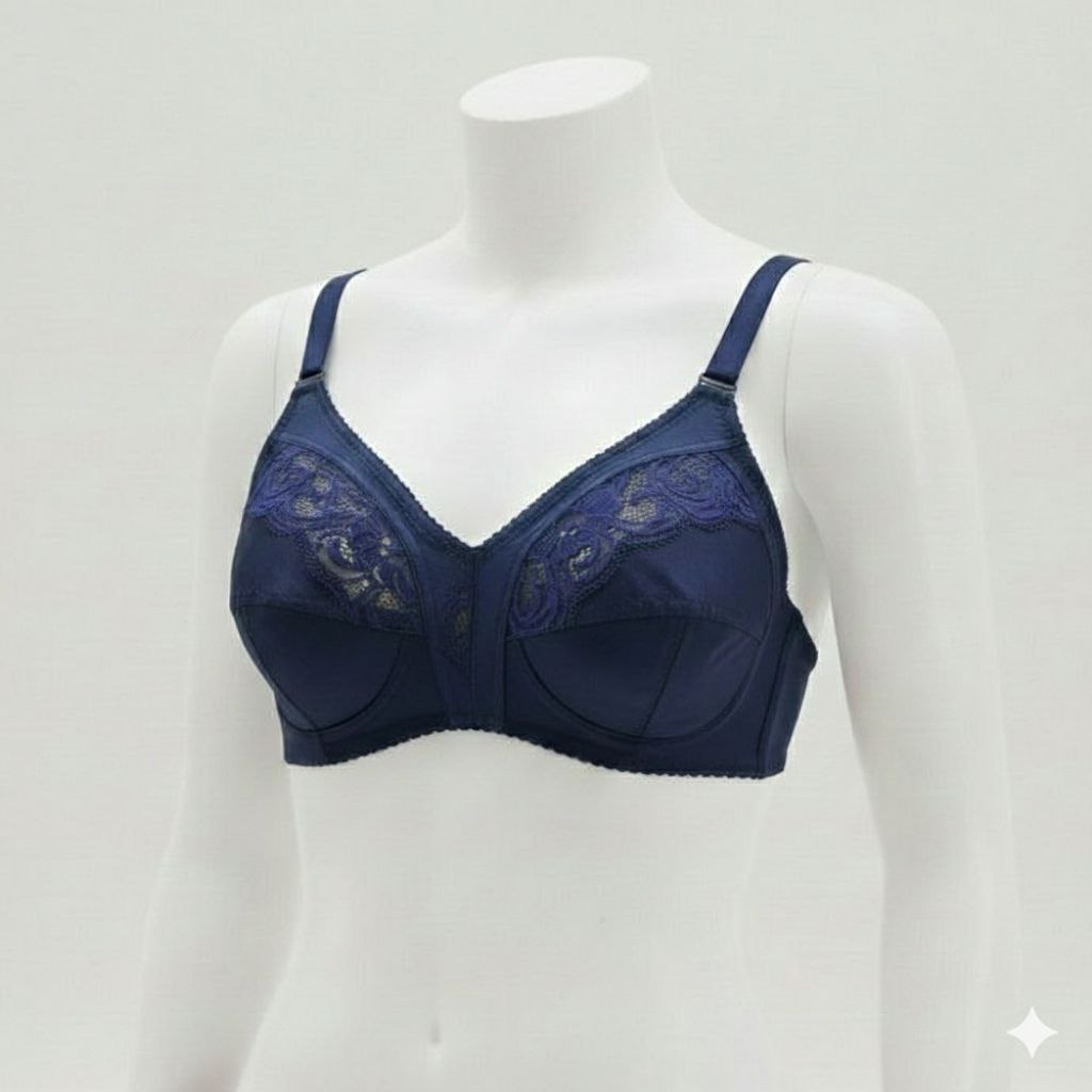 #115- Full-Cup Wire-Free Non-padded Lace-Trim Bra