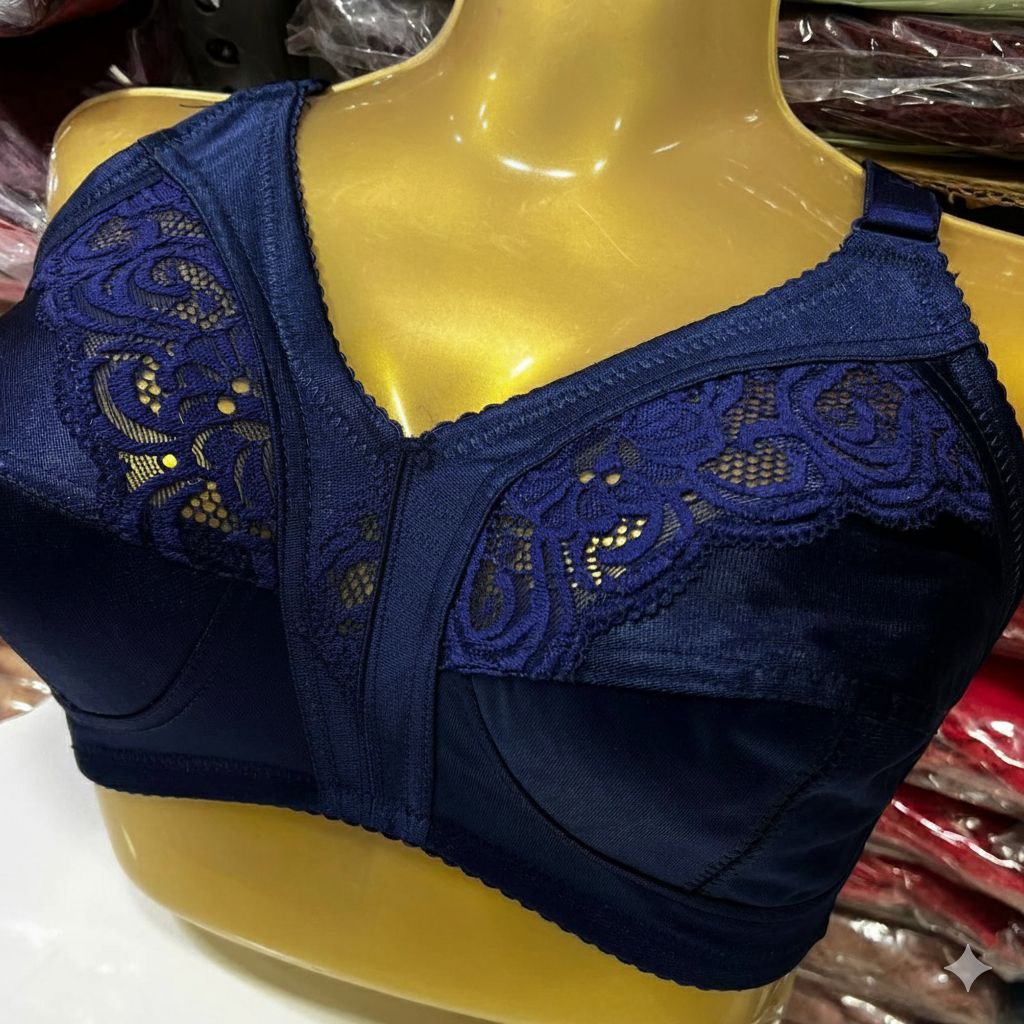 #115- Full-Cup Wire-Free Non-padded Lace-Trim Bra