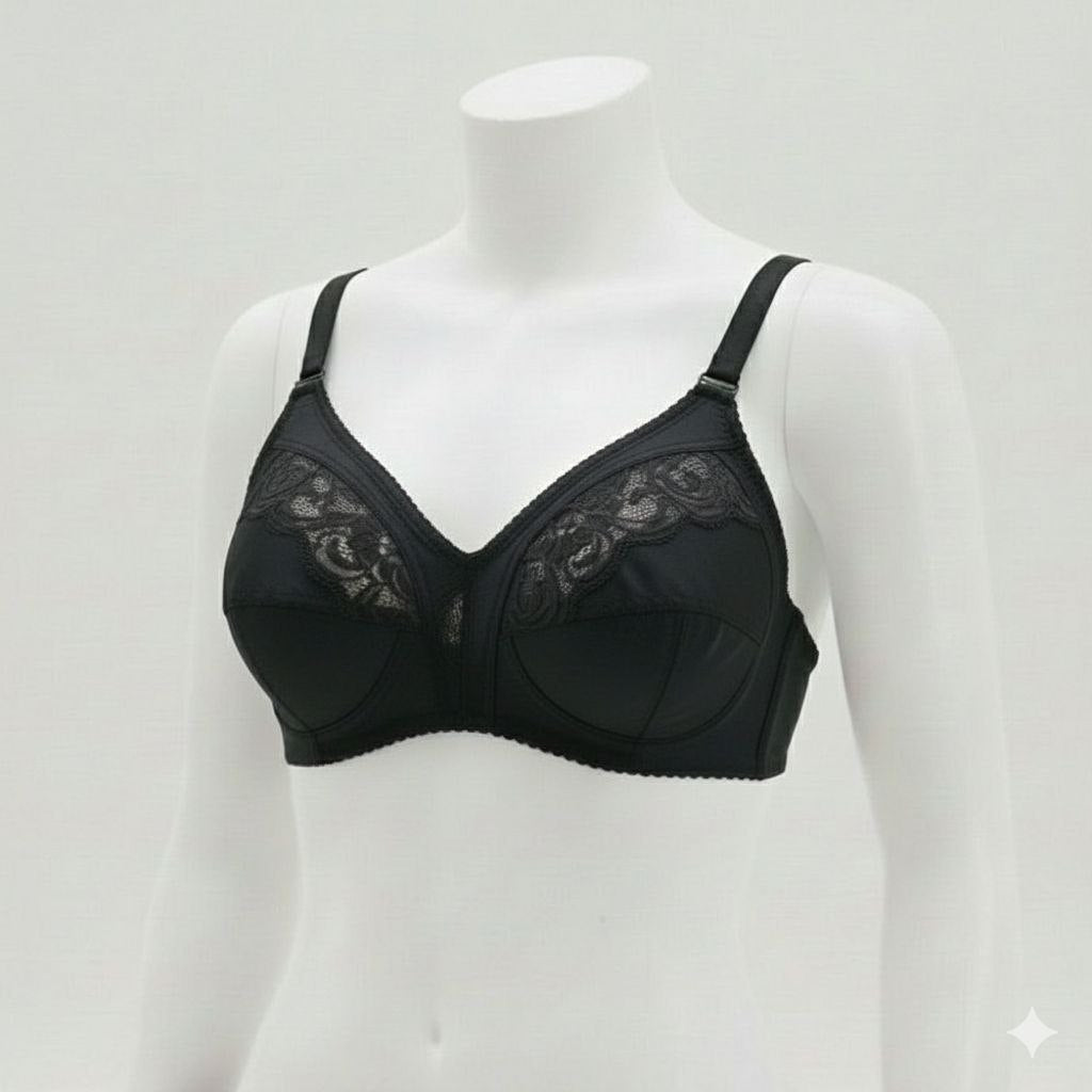 #115- Full-Cup Wire-Free Non-padded Lace-Trim Bra