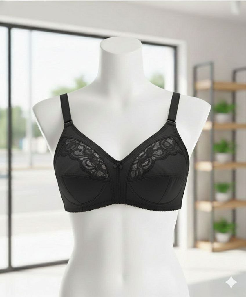 #115- Full-Cup Wire-Free Non-padded Lace-Trim Bra