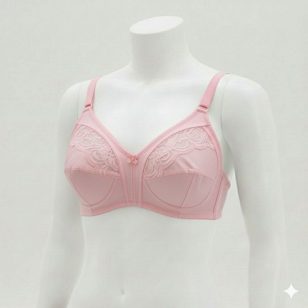 #115- Full-Cup Wire-Free Non-padded Lace-Trim Bra