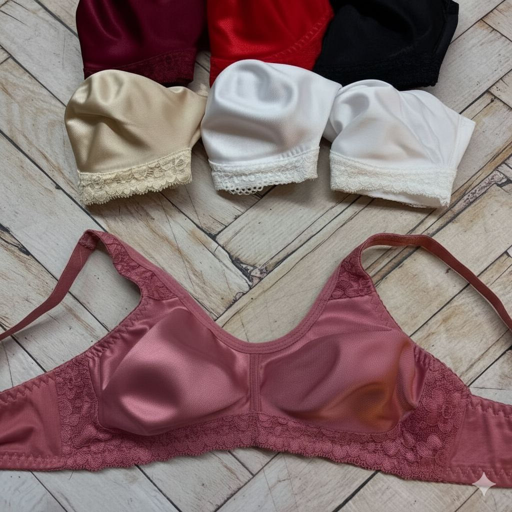 #120   Non-padded Seamless Lace-Trim Wire-Free Bra