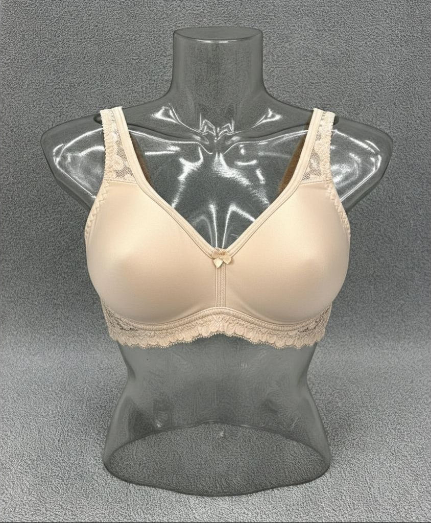#120   Non-padded Seamless Lace-Trim Wire-Free Bra