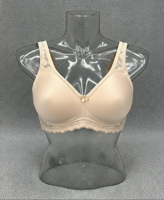 #120   Soft-Cup Non-padded Seamless Lace-Trim Wire-Free Bra