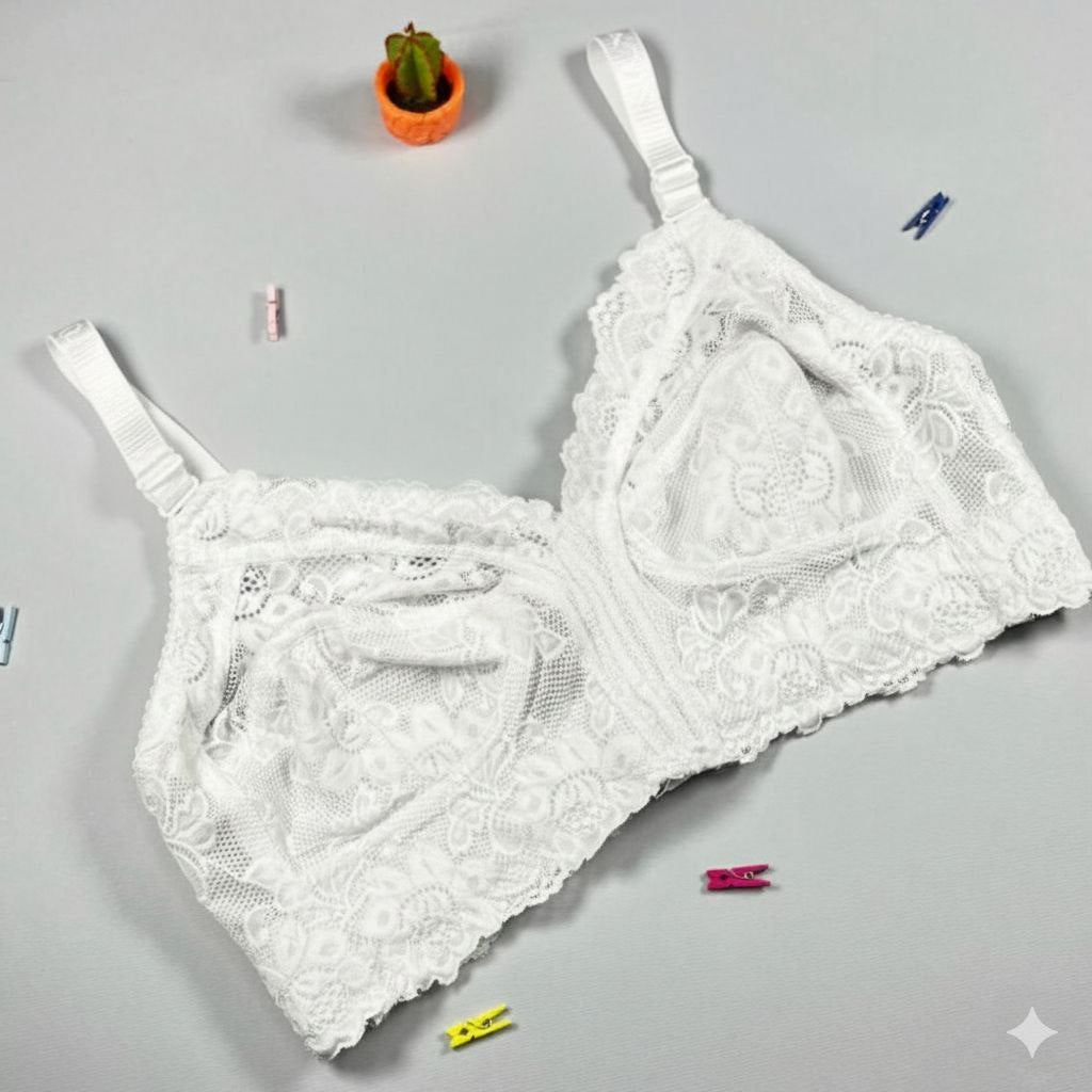 #117 - Wire-Free Non-Padded Wide-Band Lace Bra