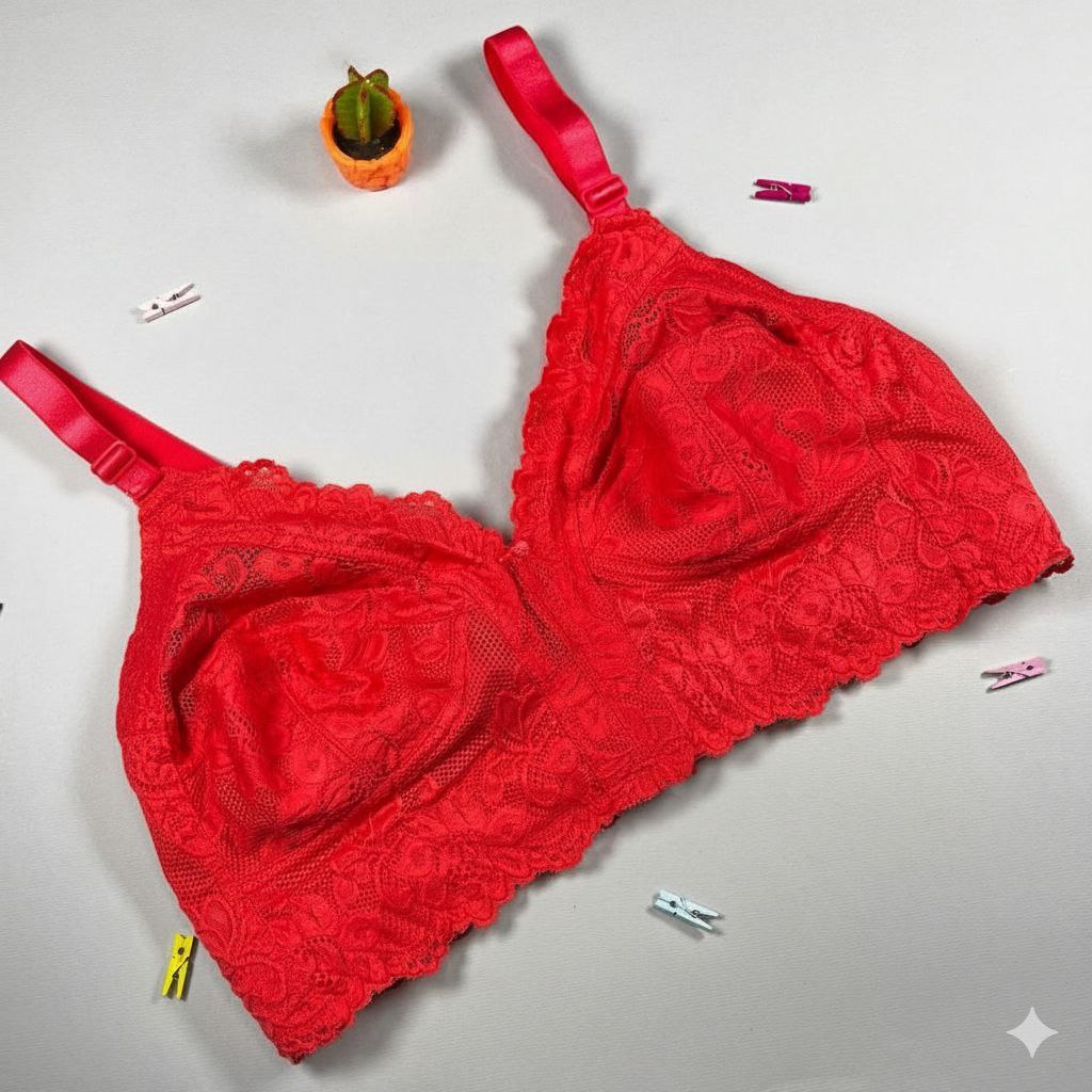 #117 - Wire-Free Non-Padded Wide-Band Lace Bra