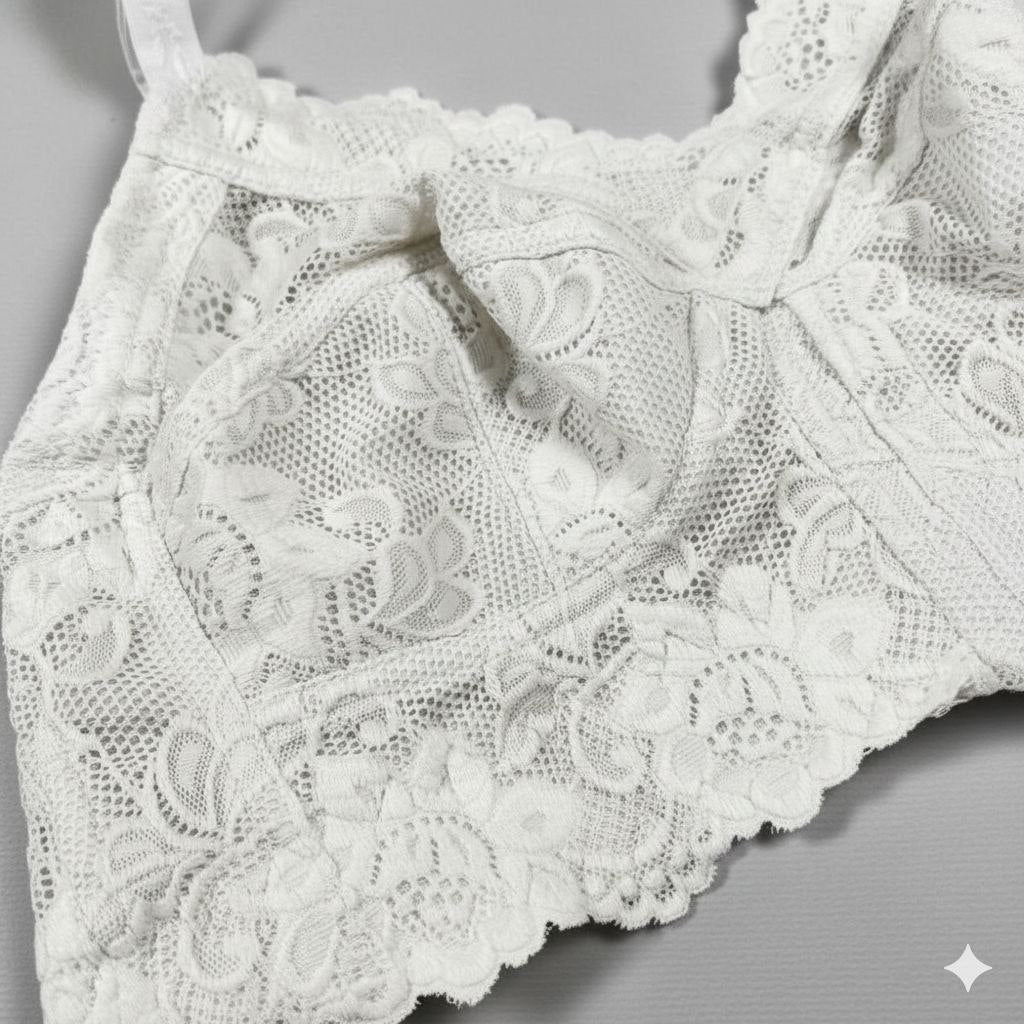 #117 - Wire-Free Non-Padded Wide-Band Lace Bra