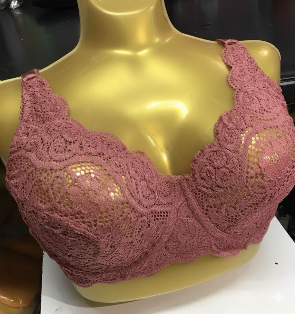 #215 -  Full Floral Lace  Under-Wired Unpadded Deep-V Bra