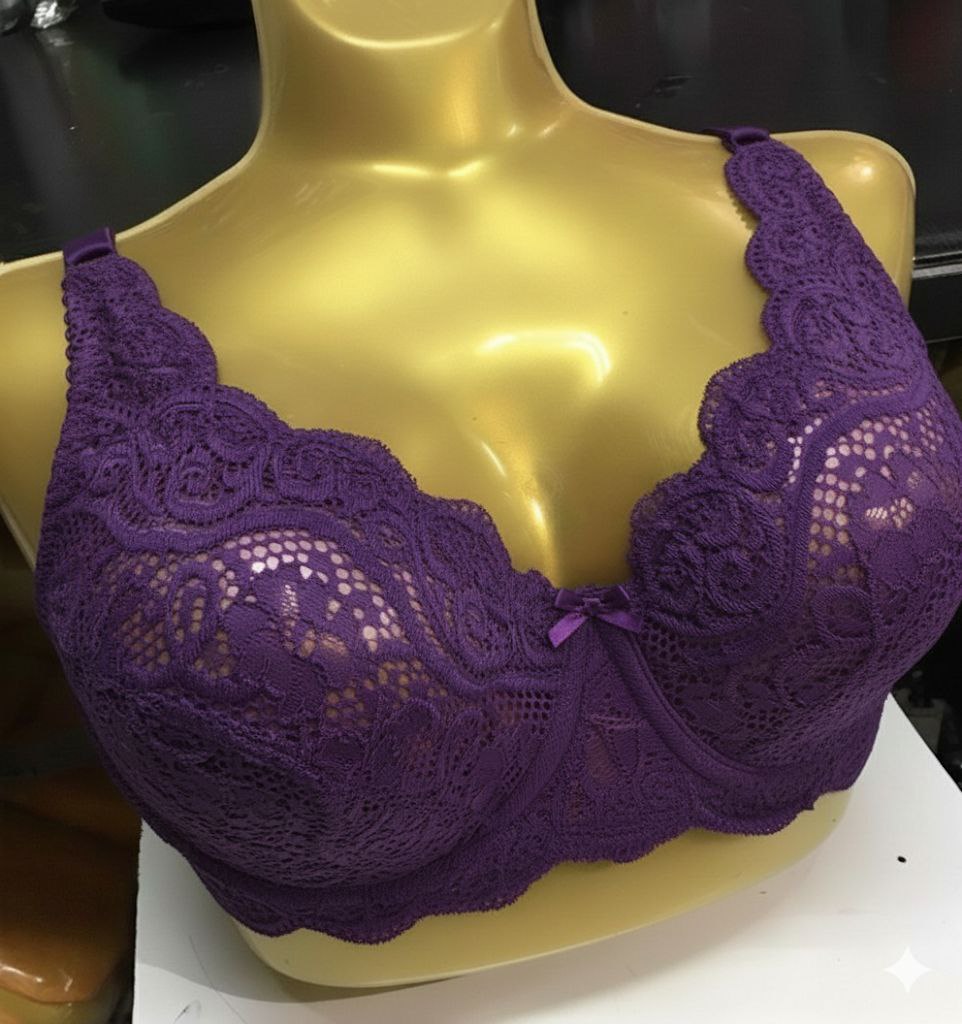 #215 -  Full Floral Lace  Under-Wired Unpadded Deep-V Bra