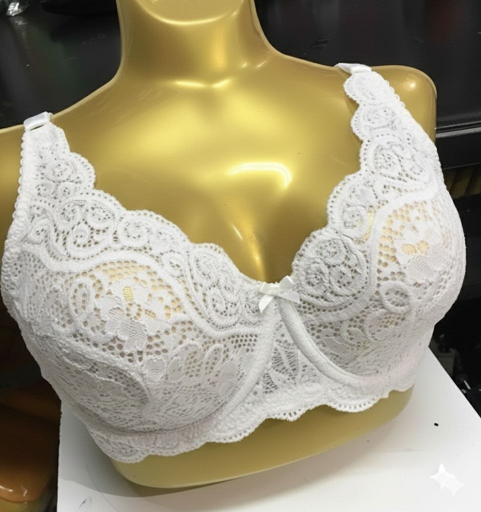#215 -  Full Floral Lace  Under-Wired Unpadded Deep-V Bra
