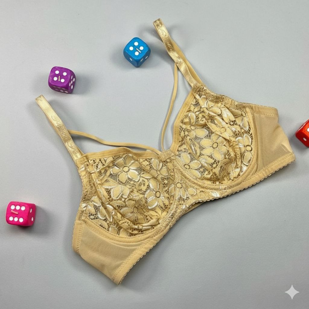 #219 - Strappy Floral Dentelle Lace Underwired Unlined Bra