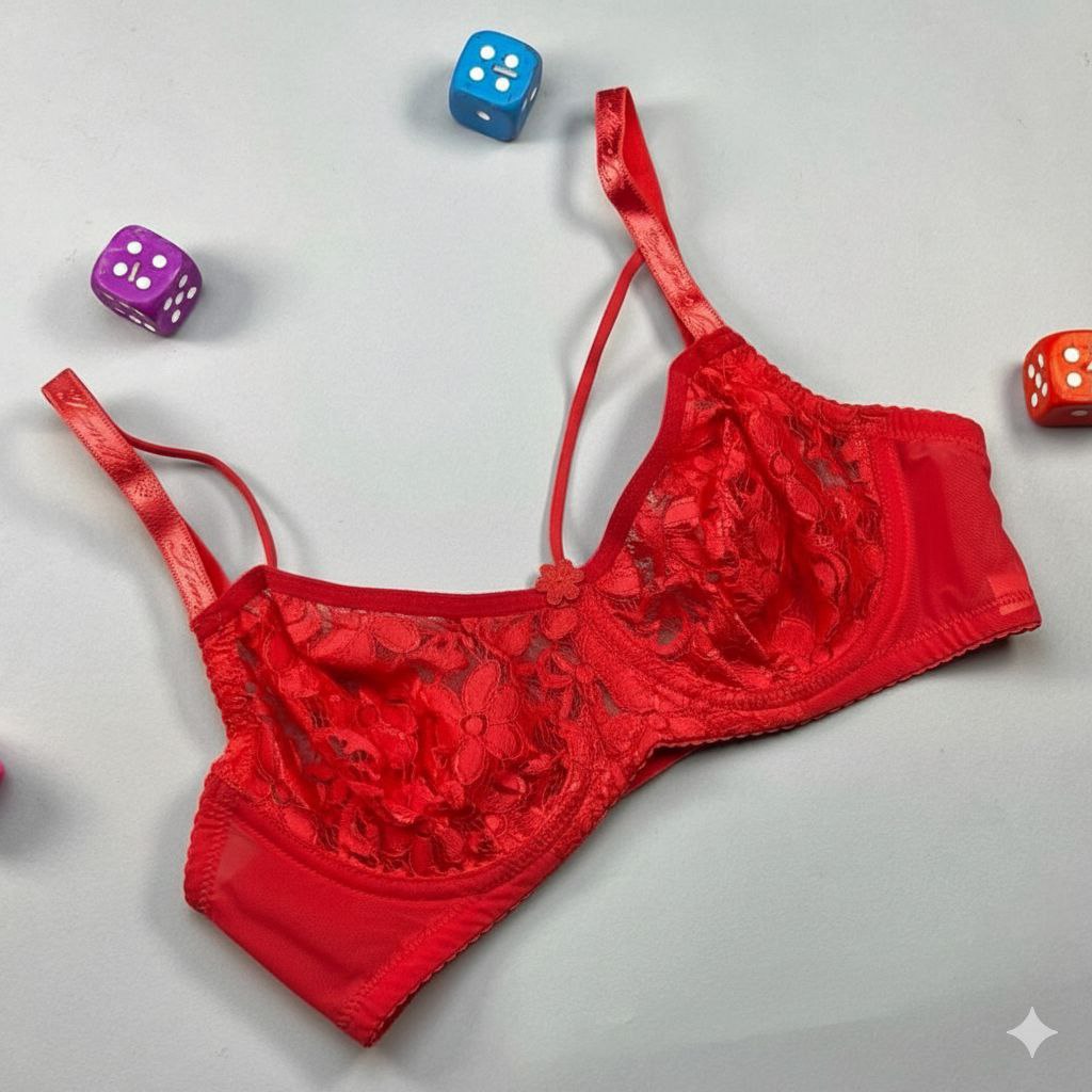 #219 - Strappy Floral Dentelle Lace Underwired Unlined Bra