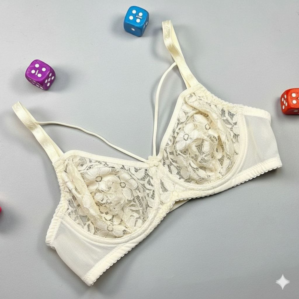 #219 - Strappy Floral Dentelle Lace Underwired Unlined Bra