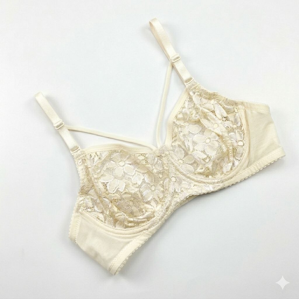 #219 - Strappy Floral Dentelle Lace Underwired Unlined Bra
