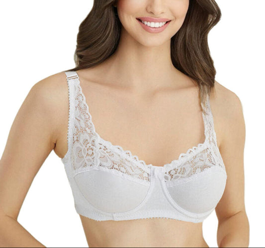#212-Wired Lace Combed Cotton Bra Without Sponge - Minimizer