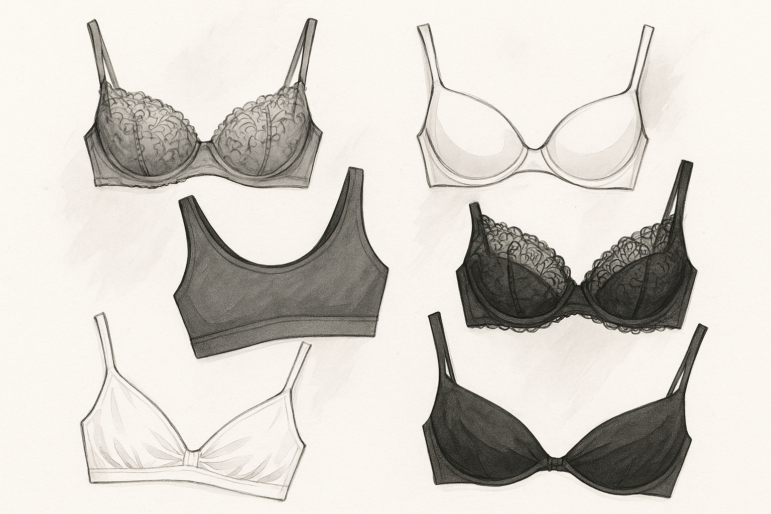 Make a gray and white and black pic of a drawing bras